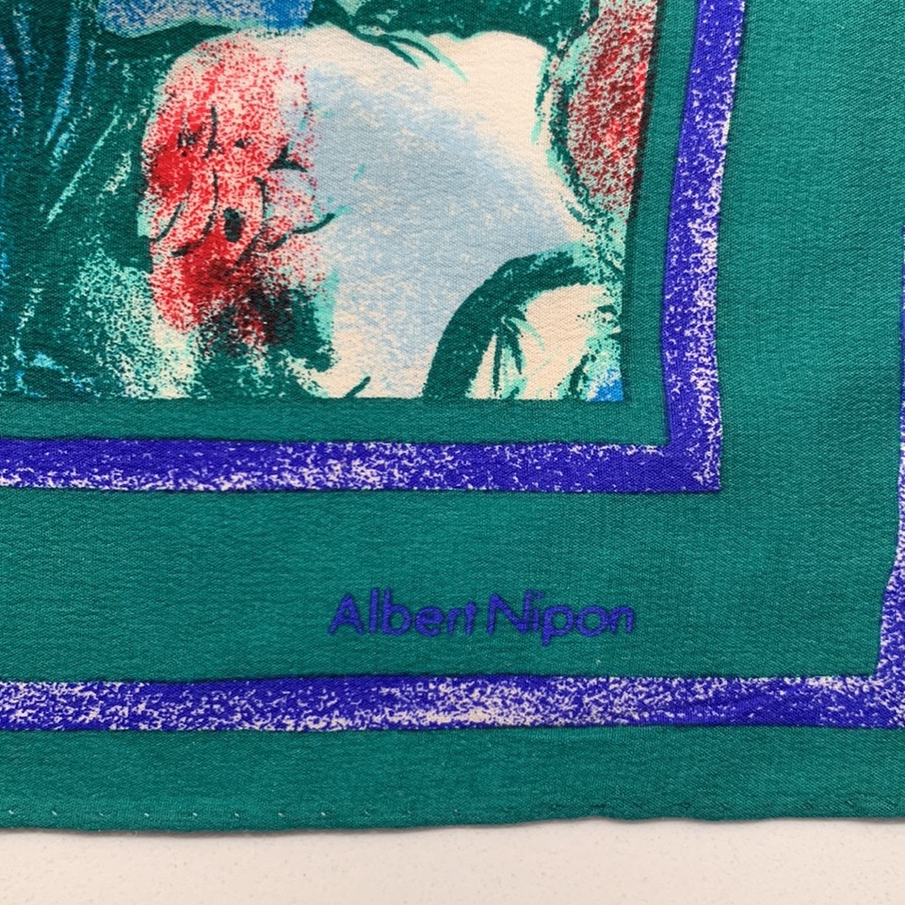 Albert Nipon | Colorful 100% Silk Scarf | 31” X 3… - image 6